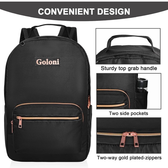 15.6 Inch Laptop Backpack* Waterproof *Stylish Black * Brand New with tags * - Picture 4 of 6